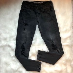 American Eagle Black Ripped Skinny Jeans